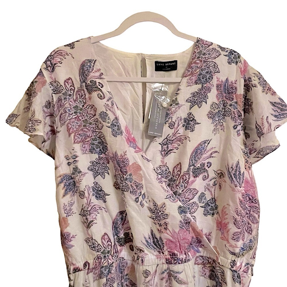 NWT Lane Bryant Cap Flutter Sleeve Surplice Tiered Print Maxi Dress Size 22 - Picture 6 of 13